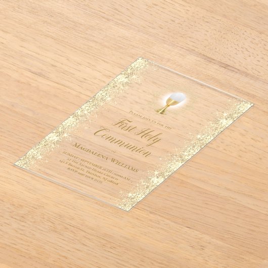Eerste Heilige Communie Acryl Uitnodigingen (Laagn)