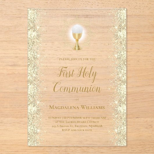 Eerste Heilige Communie Acryl Uitnodigingen (Voorkant)