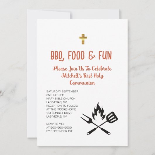 Eerste Heilige Communie BBQ Voedsel Leuke foto Kaart (Voorkant)