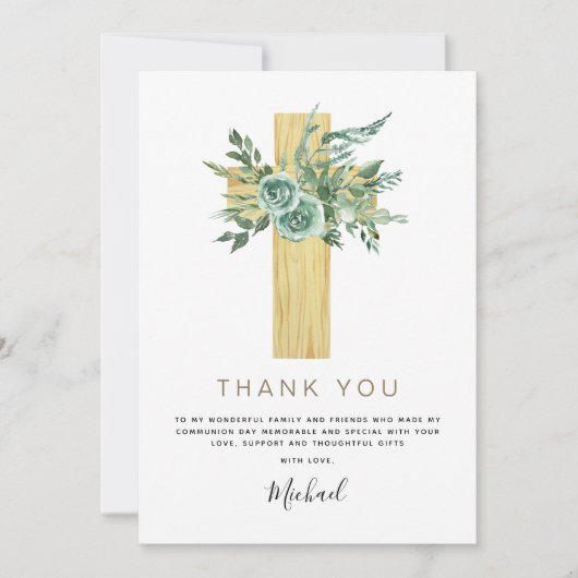 Eerste Heilige Communie Bedankt Eucalyptus Kaart (Voorkant)