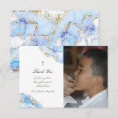 Eerste Heilige Communie bedankt jullie blauwe inkt Kaart (Voorkant / Achterkant)