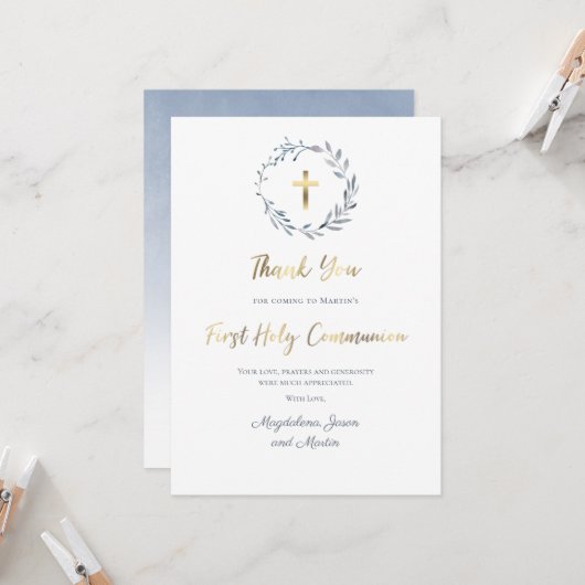 Eerste Heilige Communie bedankt! Kaart (Voorkant / Achterkant in situ)