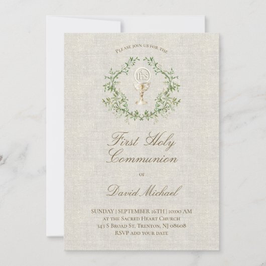 Eerste Heilige Communie beige textuur Kaart (Voorkant)