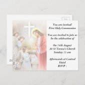 Eerste Heilige Communie Bevestiging voor Meisje Ui Uitnodiging Briefkaart (Voorkant / Achterkant)