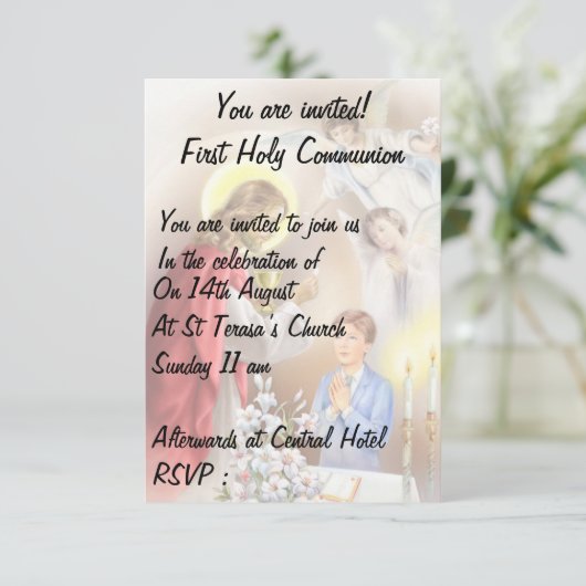 Eerste Heilige Communie, bevestigingsjongen Kaart (Staand voorkant)