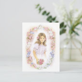 Eerste Heilige Communie, bevestigingsmeisje Briefkaart (Staand voorkant)