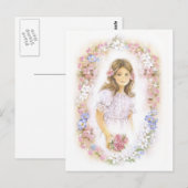 Eerste Heilige Communie, bevestigingsmeisje Briefkaart (Voorkant / Achterkant)
