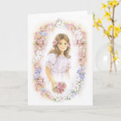 Eerste Heilige Communie, bevestigingsmeisje Kaart (Gele Bloem)