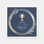 Eerste Heilige communie blauw en faux folie Servet (Voorkant)