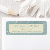 Eerste Heilige Communie Blauw Goud Retouradres Etiket (Insitu)