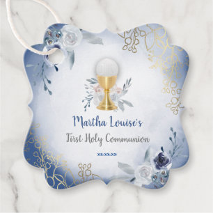 Eerste Heilige Communie blauwe bloemen Bedankjes Labels