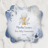 Eerste Heilige Communie blauwe bloemen Bedankjes Labels (Voorkant)