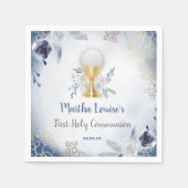 Eerste Heilige Communie blauwe bloemen Servet (Voorkant)