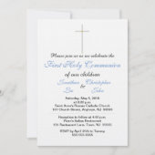 Eerste Heilige Communie Blauwe Kronkel Uitnodiging (Voorkant)