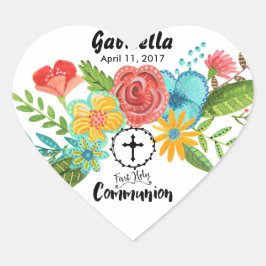Eerste Heilige Communie Bloem | Hart Sticker