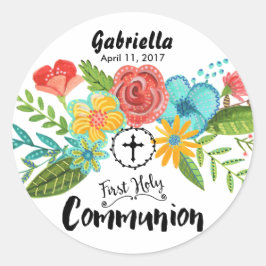 Eerste Heilige Communie Bloem | Ronde Sticker