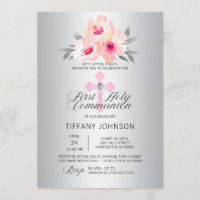 Eerste Heilige Communie Bloemen Roze Kruis MEISJE