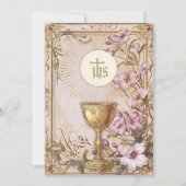 Eerste Heilige Communie Bloemen Vintage Kaart (Voorkant)