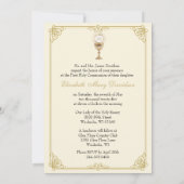 Eerste Heilige Communie Bloemen Vintage Kaart (Achterkant)