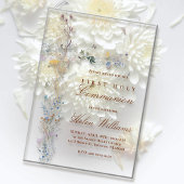 Eerste Heilige Communie bloemenkruis Acryl Uitnodigingen