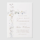 Eerste Heilige Communie bloemenkruis Vellum Uitnodigingen (Voorkant)