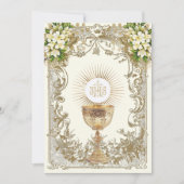 Eerste Heilige Communie Bloemenuitnodiging Kaart (Voorkant)