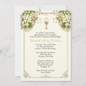 Eerste Heilige Communie Bloemenuitnodiging Kaart (Achterkant)