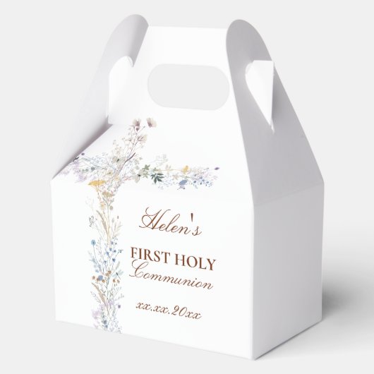 Eerste Heilige Communie bloemkruis Bedankdoosjes (Voorkant)