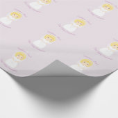 Eerste Heilige Communie Blonde Girl Cadeaupapier (Hoek)