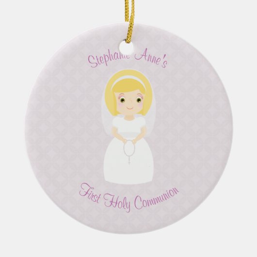 Eerste Heilige Communie Blonde Girl Keramisch Ornament (Voorkant)