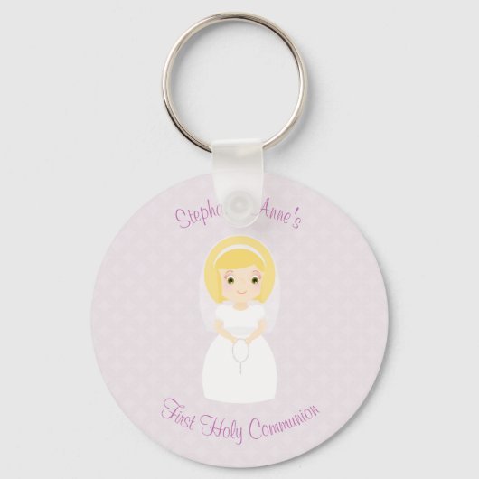 Eerste Heilige Communie Blonde Girl Sleutelhanger (Voorkant)