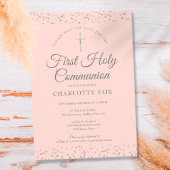 Eerste Heilige Communie Blush Pink Silver Stardust Save The Date