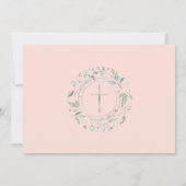 Eerste Heilige Communie Blush Roze Foto Zilver Bedankkaart (Achterkant)