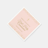 Eerste Heilige Communie Blush Roze Goud Stof Serve Servet (Hoek)