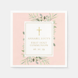 Eerste Heilige Communie Blush Roze Groene Tinten Servet