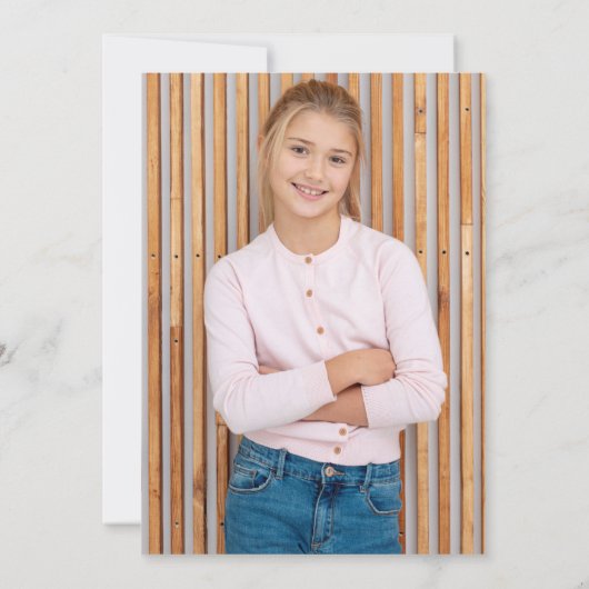 Eerste Heilige Communie Blush Roze Zilver Foto Kaart (Achterkant)