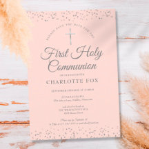 Eerste Heilige Communie Blush Roze Zilveren Sterre
