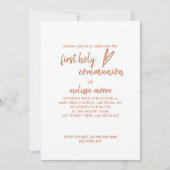 Eerste Heilige Communie Boho Modern Heart Terracot Kaart (Voorkant)