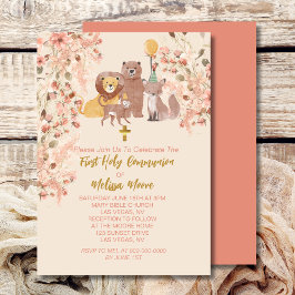 Eerste Heilige Communie Boho Safari Blush Roze Pam Kaart