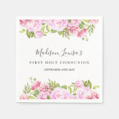 Eerste Heilige Communie Bosroos Bloemstuk  Servet (Voorkant)