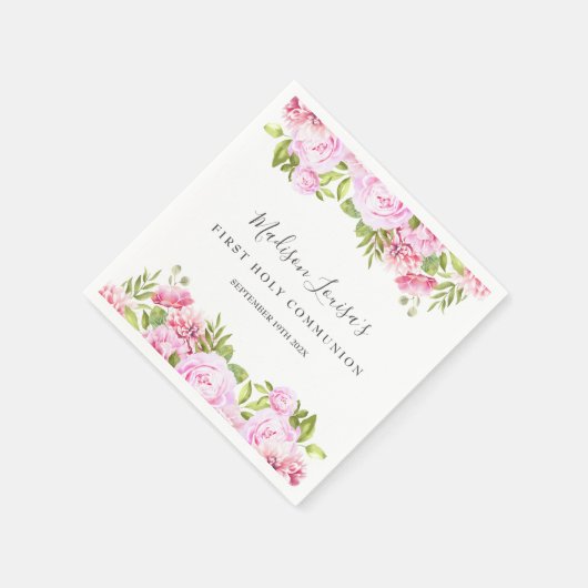 Eerste Heilige Communie Bosroos Bloemstuk  Servet (Hoek)