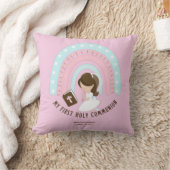 Eerste Heilige Communie Bruin Meisje Met Bruin Haa Kussen (Deken)