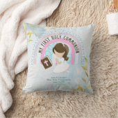 Eerste Heilige Communie Bruin Meisje met Bruine Ha Kussen (Deken)