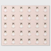 Eerste Heilige Communie Brunette Girl Cadeaupapier (Vlak)