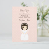 Eerste Heilige Communie Brunette Girl Kaart (Staand voorkant)