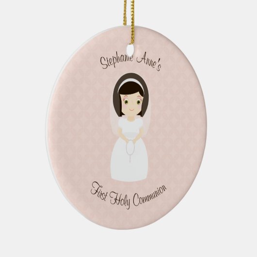 Eerste Heilige Communie Brunette Girl Keramisch Ornament (Rechts)