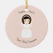 Eerste Heilige Communie Brunette Girl Keramisch Ornament (Voorkant)