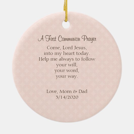 Eerste Heilige Communie Brunette Girl Keramisch Ornament (Achterkant)
