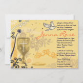 Eerste Heilige Communie Chalice Dove Invitation Go Kaart (Voorkant)