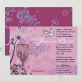 Eerste Heilige Communie Chalice Dove Invitation ro Kaart (Voorkant / Achterkant)